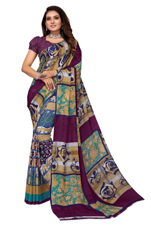 Fancy Georgette Printed Saree With blouse